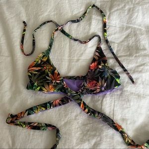 Reversible Hemp Leaf Bikini Top